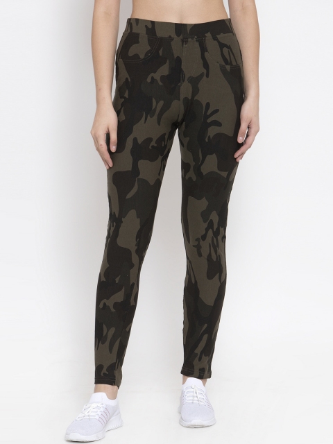 

KLOTTHE Women Green Printed Relaxed-Fit Treggings
