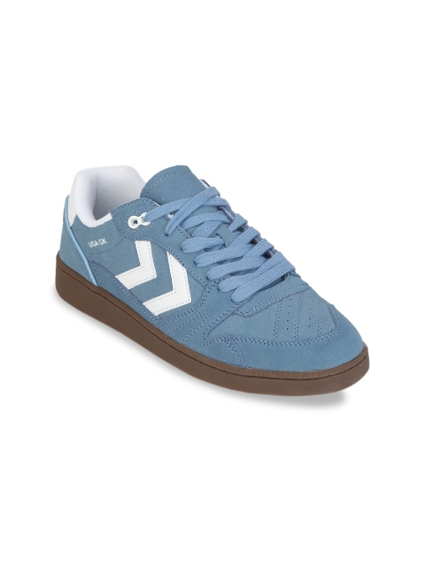 

hummel Unisex Blue & White Colourblocked Suede Sneakers
