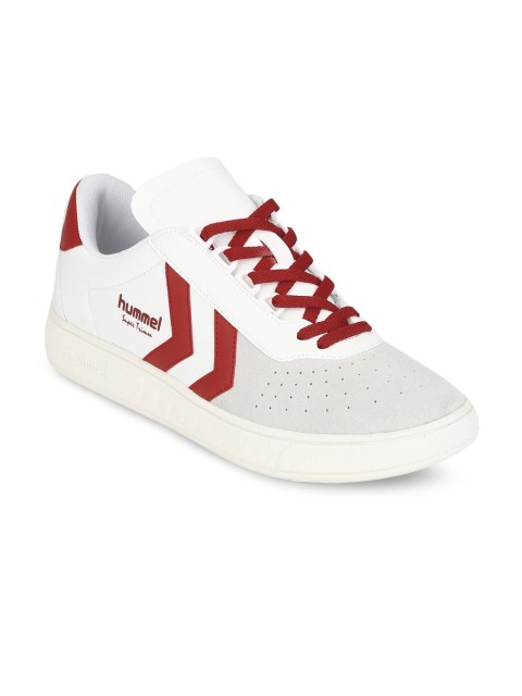 

hummel Unisex White & Red Colourblocked Suede Sneakers
