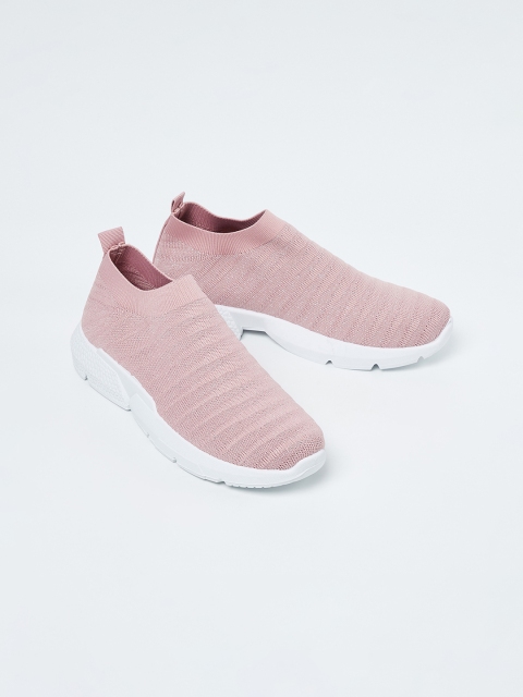 Ginger by Lifestyle Women Pink Woven Design Slip-On Sneakers