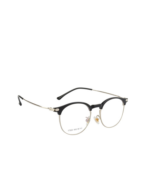 

Clark N Palmer Unisex Silver-Toned Colourblocked Full Rim Browline Frames CNP-17322-C21, Black