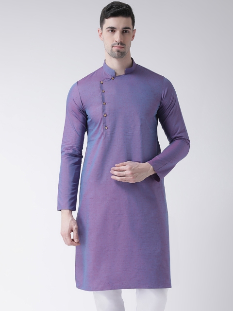 TABARD Men Purple Solid Straight Kurta