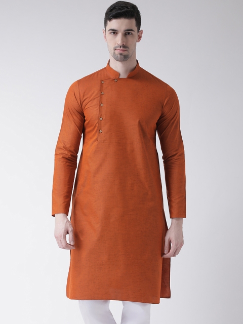 

TABARD Men Orange Solid Straight Kurta