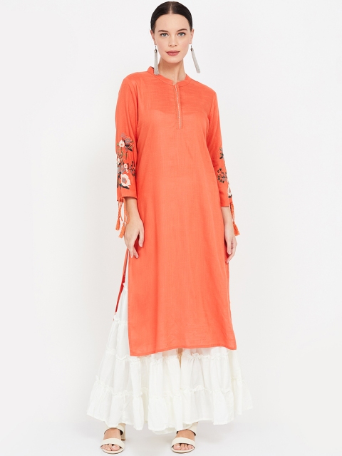 

Melange by Lifestyle Women Orange Solid Straight Kurta