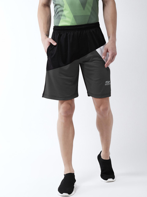 

Masch Sports Men Black & Grey Colourblocked Regular Fit Sports Shorts