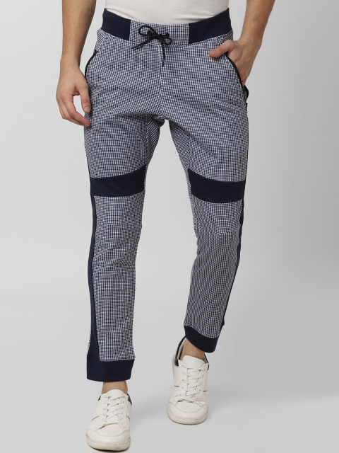 

Peter England Men Navy Blue & White Self-Design Straight-Fit Joggers