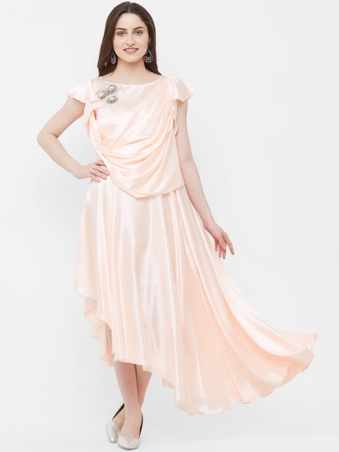 

INDE by MISH Women Peach-Coloured Embellished Fit & Flare Dress