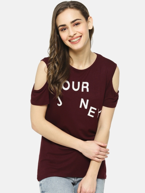 

Campus Sutra Women Maroon Printed Top