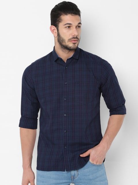 

Allen Solly Men Navy Blue & Black Slim Fit Checked Casual Shirt