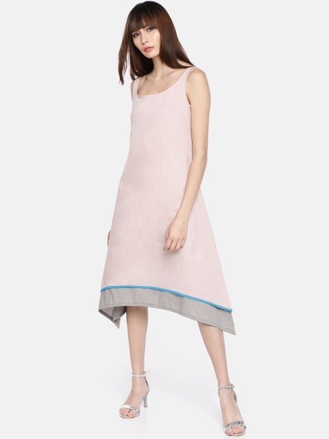 

GRASS by Gitika Goyal Women Pink Solid A-Line Dress