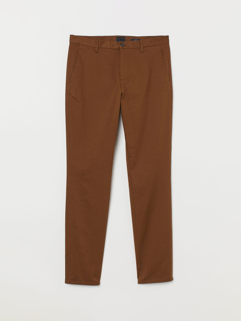 

H&M Men Brown Solid Cotton Chinos Slim Fit