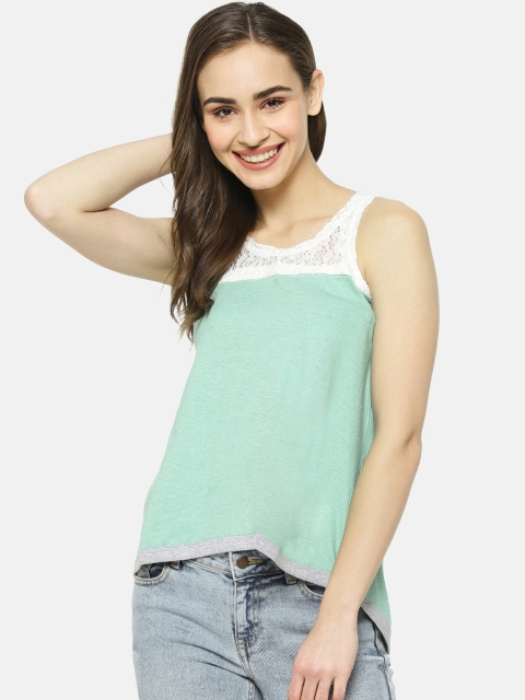 

Campus Sutra Women Sea Green Self Design Top