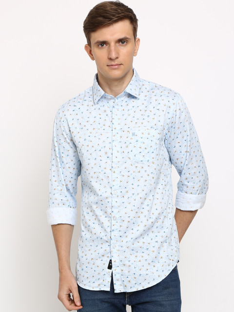 

TED HARBOR Men Blue Slim Fit Printed Casual Shirt