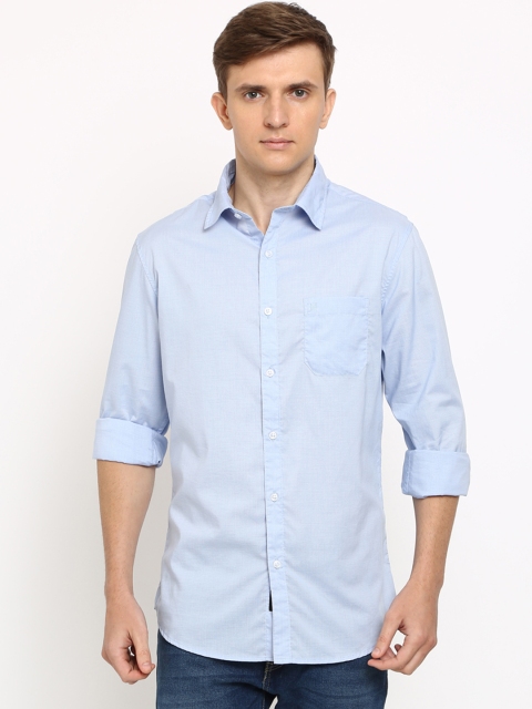 

TED HARBOR Men Blue Slim Fit Solid Casual Shirt