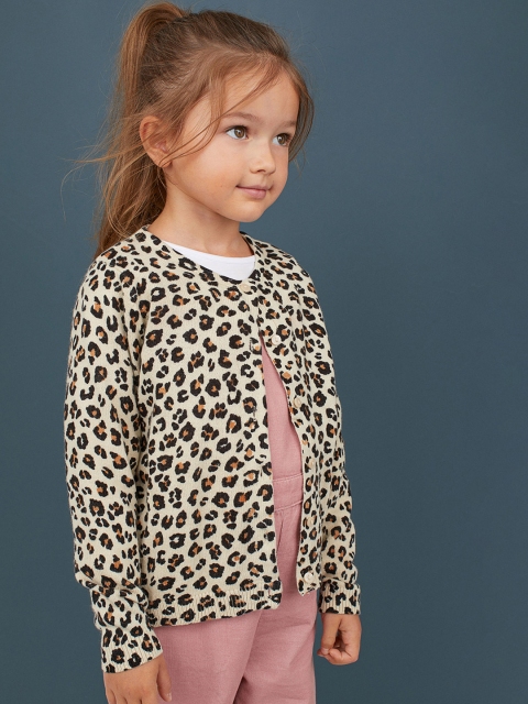 

H&M Girls Beige Fine-Knit Cardigan