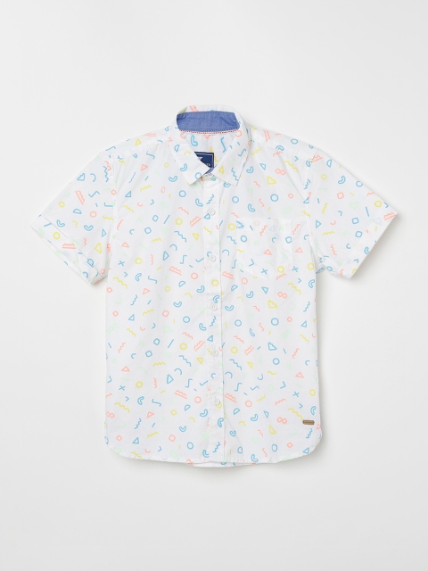 

Fame Forever by Lifestyle Boys White Slim Fit Printed Casual Shirt