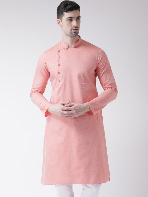 

TABARD Men Pink Solid Straight Kurta