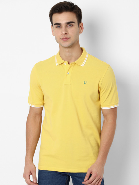 

Allen Solly Men Yellow Solid Polo Collar Pure Cotton T-shirt