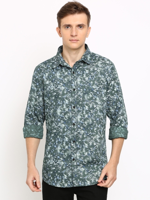 

TED HARBOR Men Green Slim Fit Printed Casual Shirt