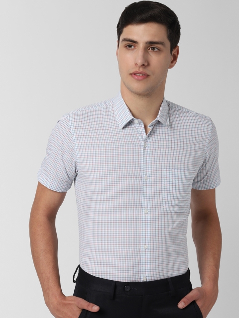 

Peter England Men White & Red Slim Fit Checked Formal Shirt