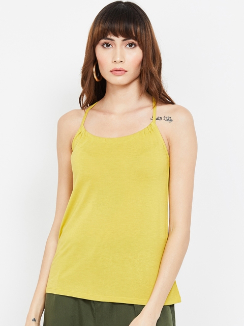 

Ginger by Lifestyle Women Yellow Solid Styled Back Top
