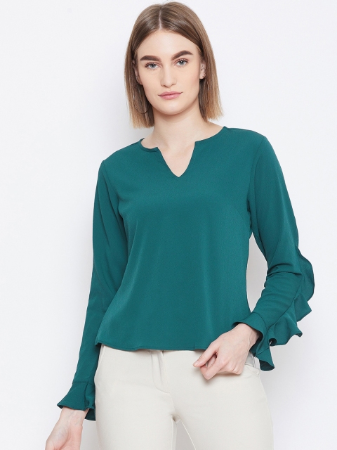 

Imfashini Women Teal Green Solid Top