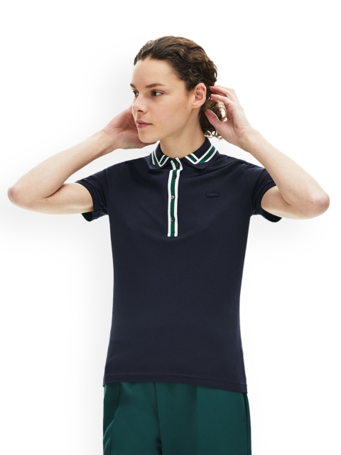 

Lacoste Women Navy Blue Solid Polo Collar T-shirt