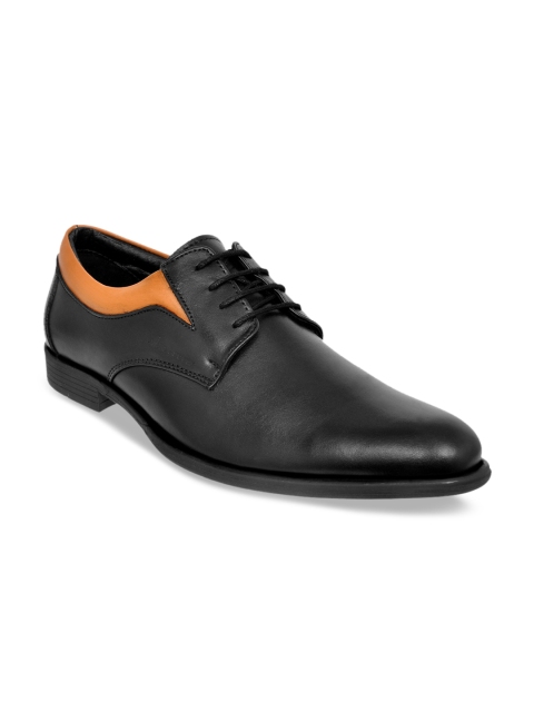 Allen Cooper Men Black Solid Genuine Leather Formal Derbys
