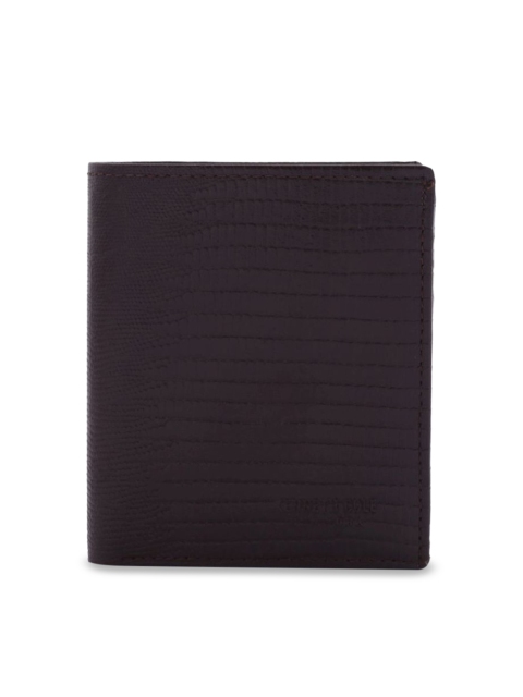 

Kenneth Cole Men Coffee Brown Croc Textured Two Fold Wallet