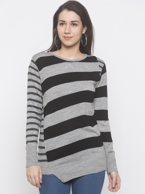 

Globus Women Grey And Black Striped Top
