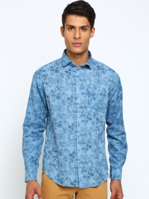 

TED HARBOR Men Blue Slim Fit Printed Casual Shirt
