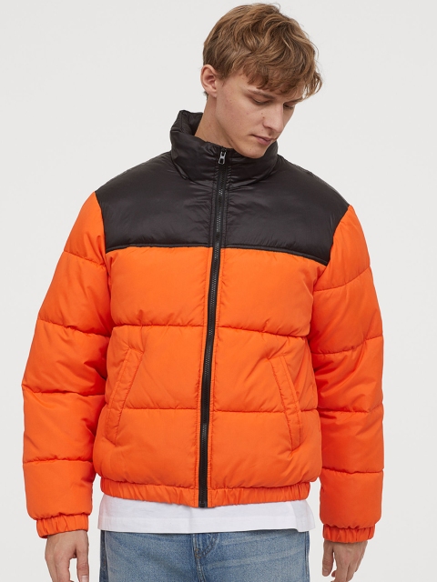 

H&M Men Orange & Black Padded Jacket