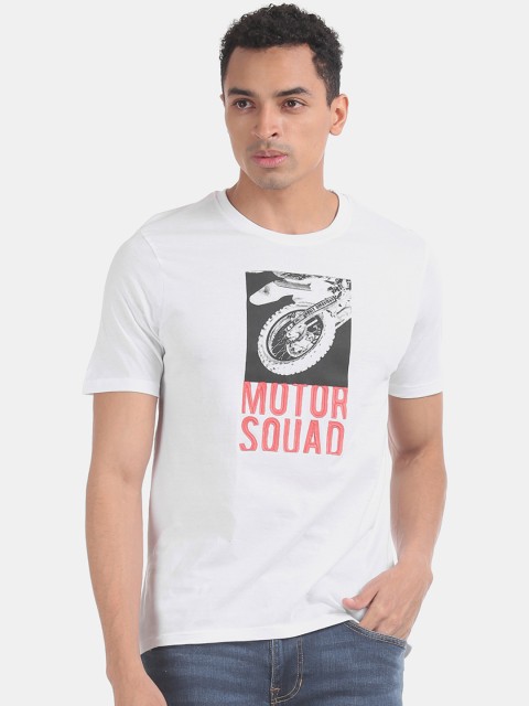 

Cherokee Men White Printed Round Neck T-shirt