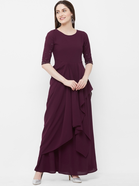 

INDE by MISH Women Burgundy Solid A-Line Kurta