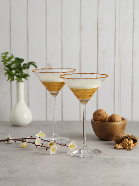 

India Circus by Krsnaa Mehta Set of 2 Transparent & Gold-Toned Honeycomb Martini Glasses