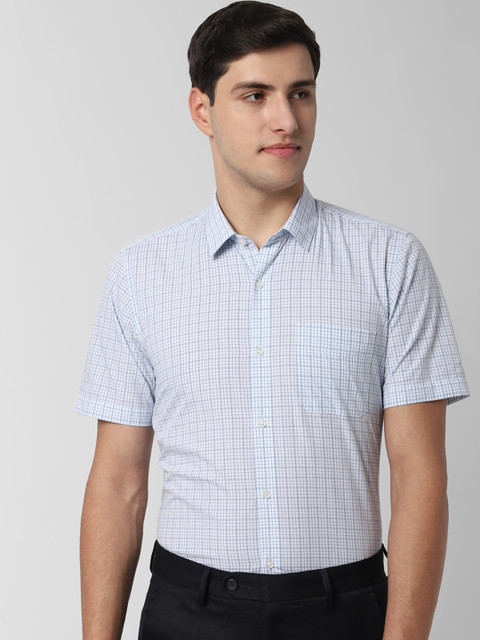 

Peter England Men Blue Slim Fit Checked Formal Shirt