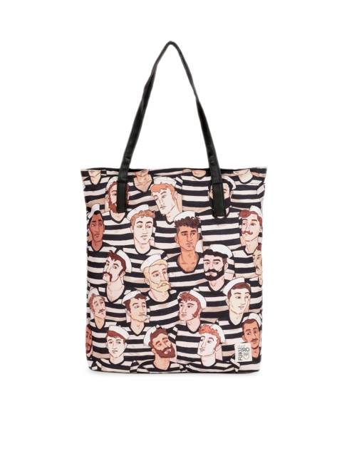 

FUKURO Black & White Printed Tote Bag