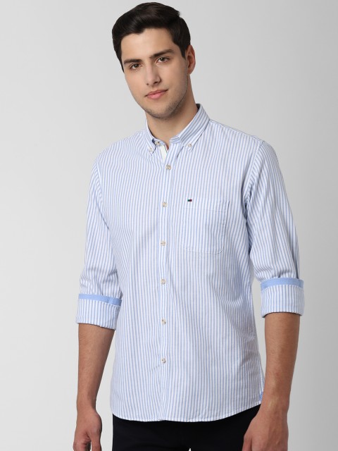 

Peter England Casuals Men Blue & White Slim Fit Striped Casual Shirt