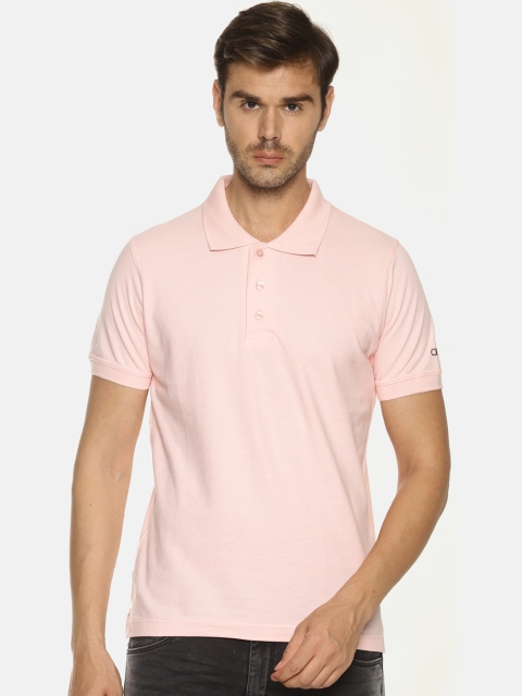 

OBOW Men Pink Solid Polo Collar T-shirt