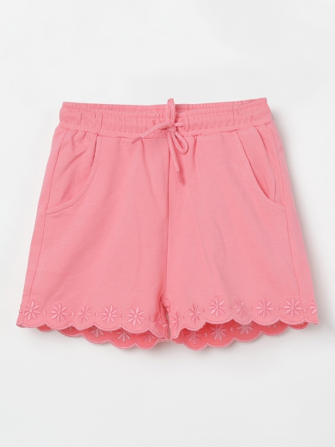 

Fame Forever by Lifestyle Girls Coral Pink Printed Regular Fit Regular Shorts