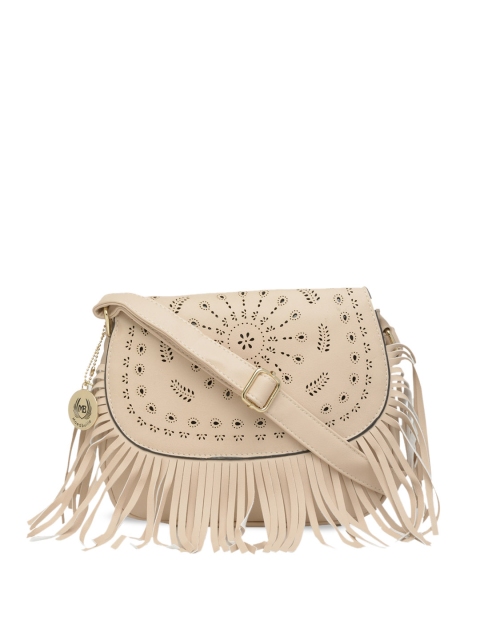 

Moedbuille Beige Textured Sling Bag