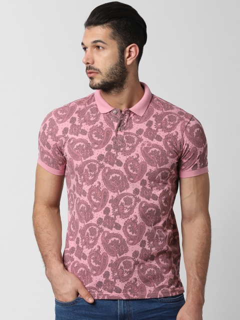 

Peter England Casuals Men Pink Printed Polo Collar T-shirt