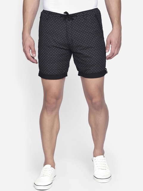 

beevee Men Black Printed Regular Fit Regular Shorts
