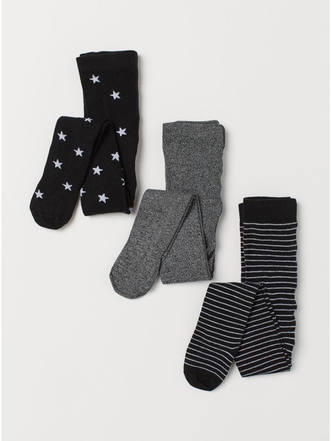 

H&M Girls 3-Pack Tights, Black