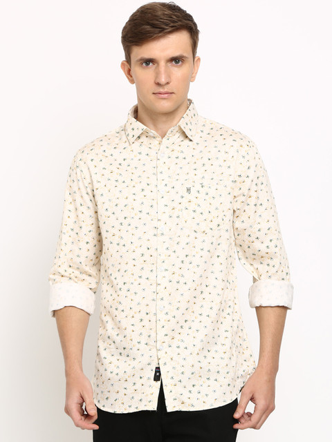 

TED HARBOR Men Yellow Slim Fit Printed Casual Shirt