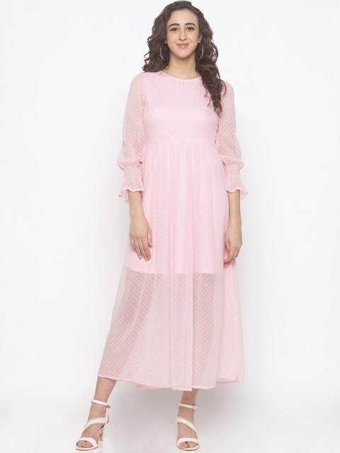 

Globus Women Pink Self Design A-Line Dress