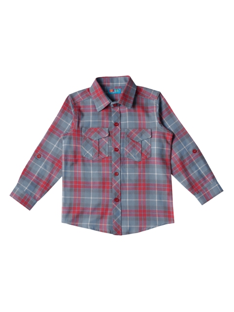 

Kid Studio Boys Grey & Red Regular Fit Checked Casual Shirt