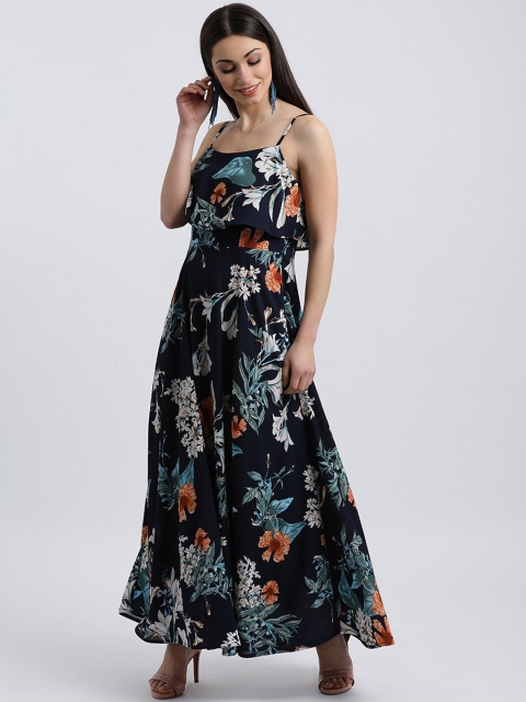 

Zink London Women Navy Blue Printed Maxi Dress