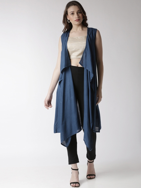 

De Moza Women Blue Solid Waterfall Shrug