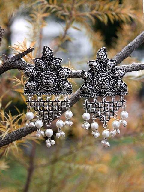

Adwitiya Collection Silver Plated Oxidised Drop Earrings